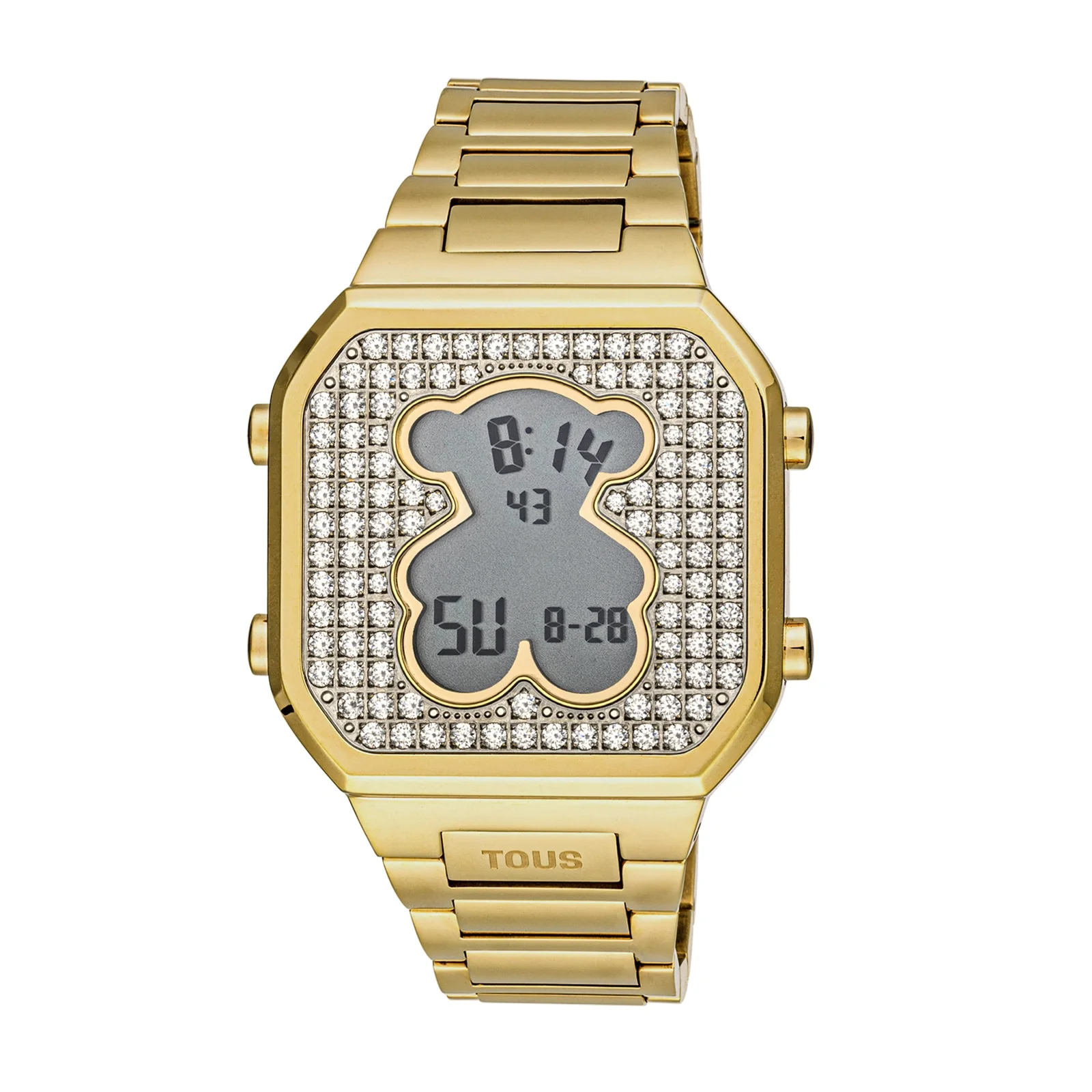 Digital Watch with gold-colored IPG steel bracelet and zirconias D-BEAR - 1
