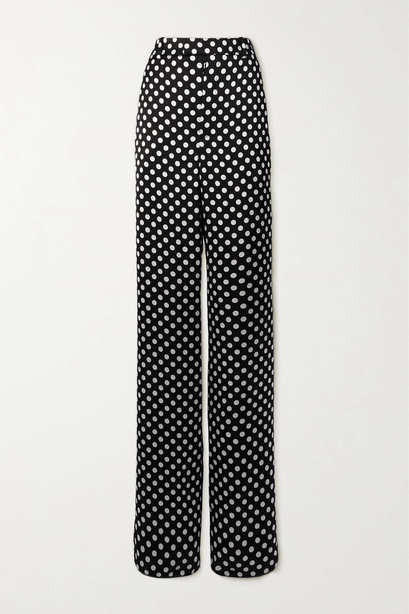 SAINT LAURENT Polka-dot satin-crepe wide-leg pants