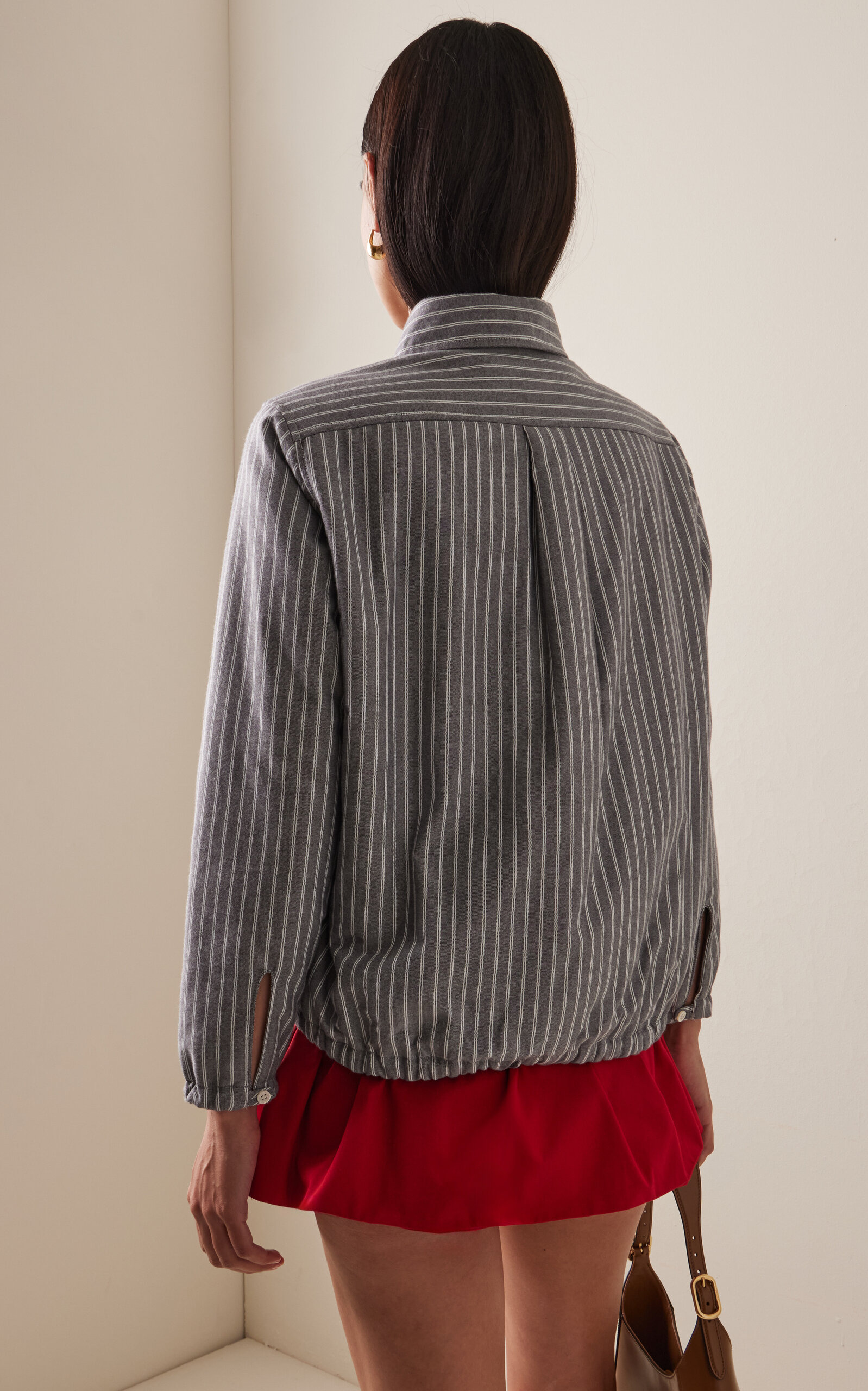 Striped Cotton Oxford Bomber Jacket stripe - 4