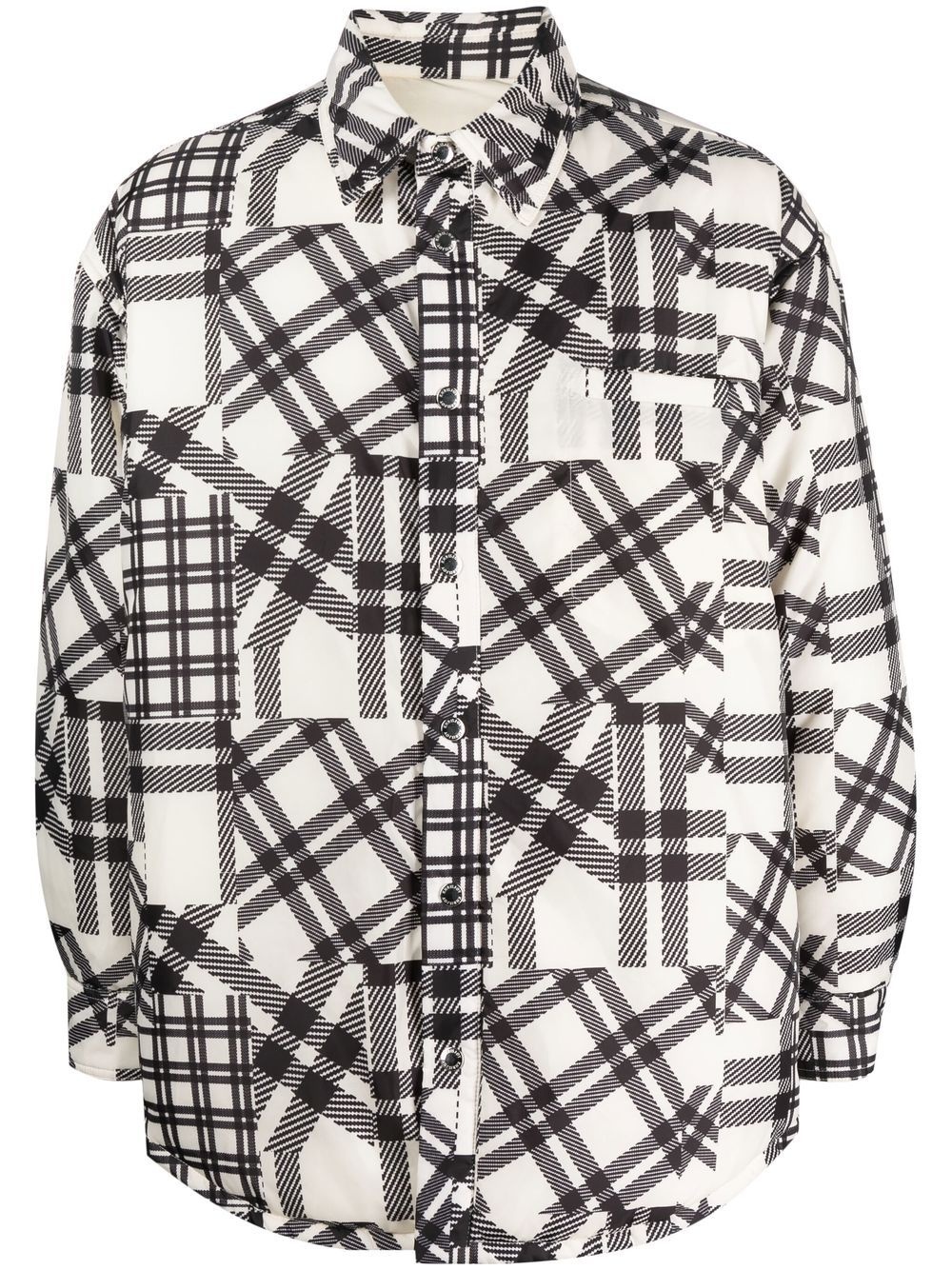 patchwork-check shirt jacket - 1