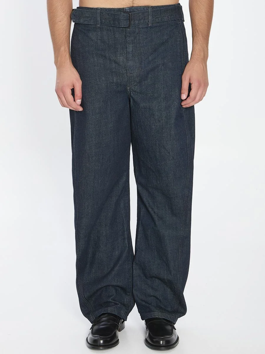 Lemaire Twisted Belted Pants In Denim - 1