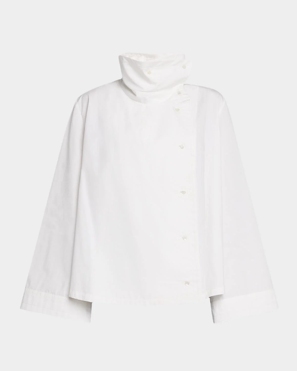 Draped Collar Cotton-Silk Shirt - 1