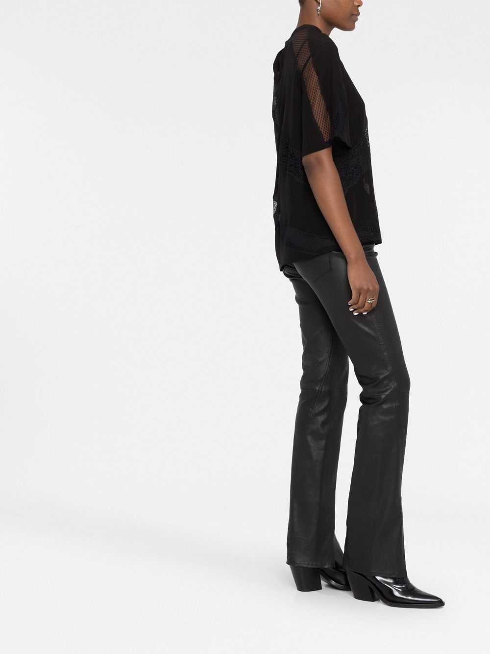 lace-panelled T-shirt - 6