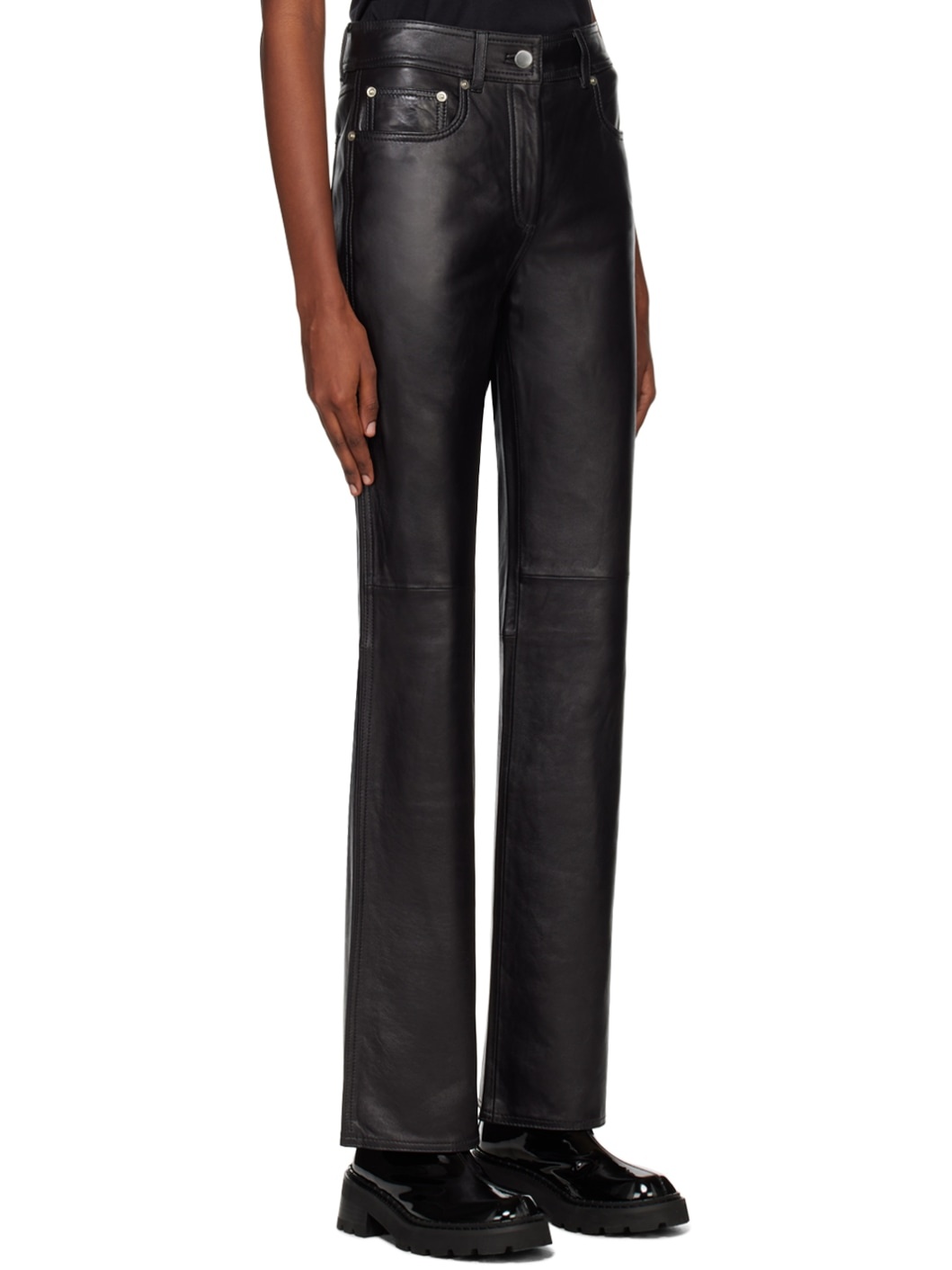 Black Sandy Leather Trousers - 2