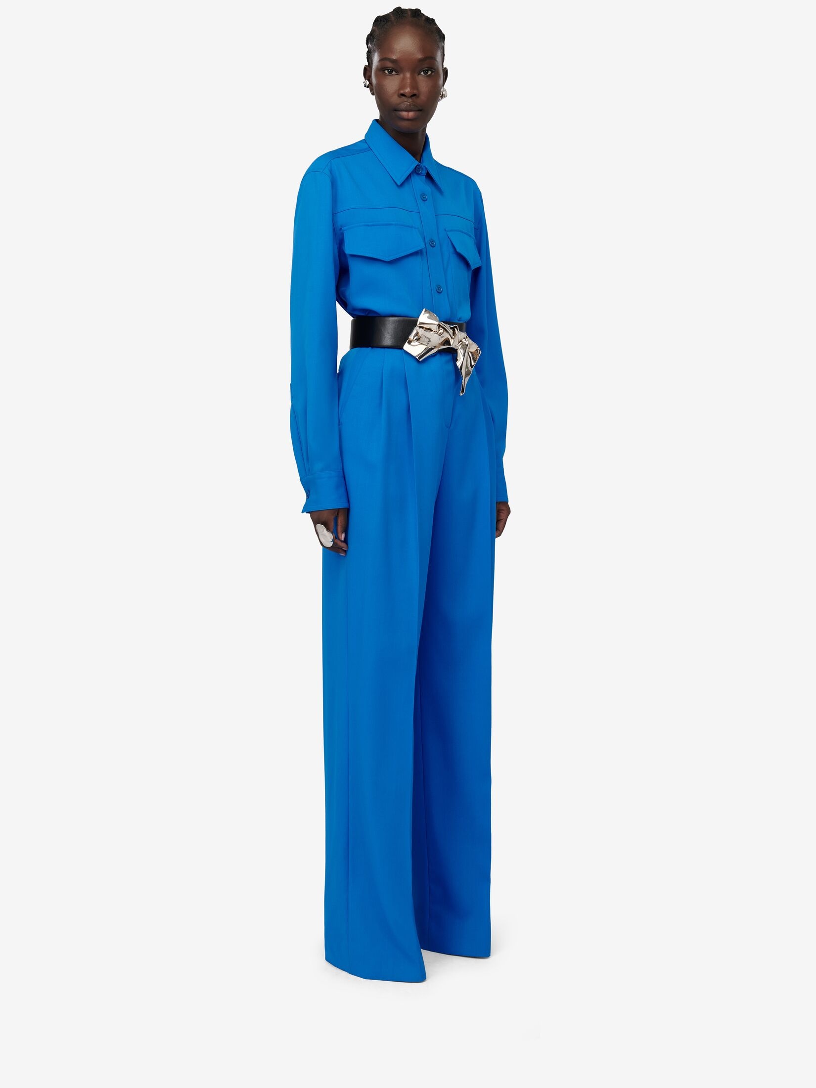 Women's Military Pocket Shirt in Lapis Blue - 3