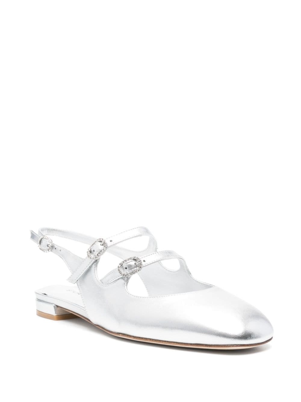 laminated-leather ballerina shoes - 2