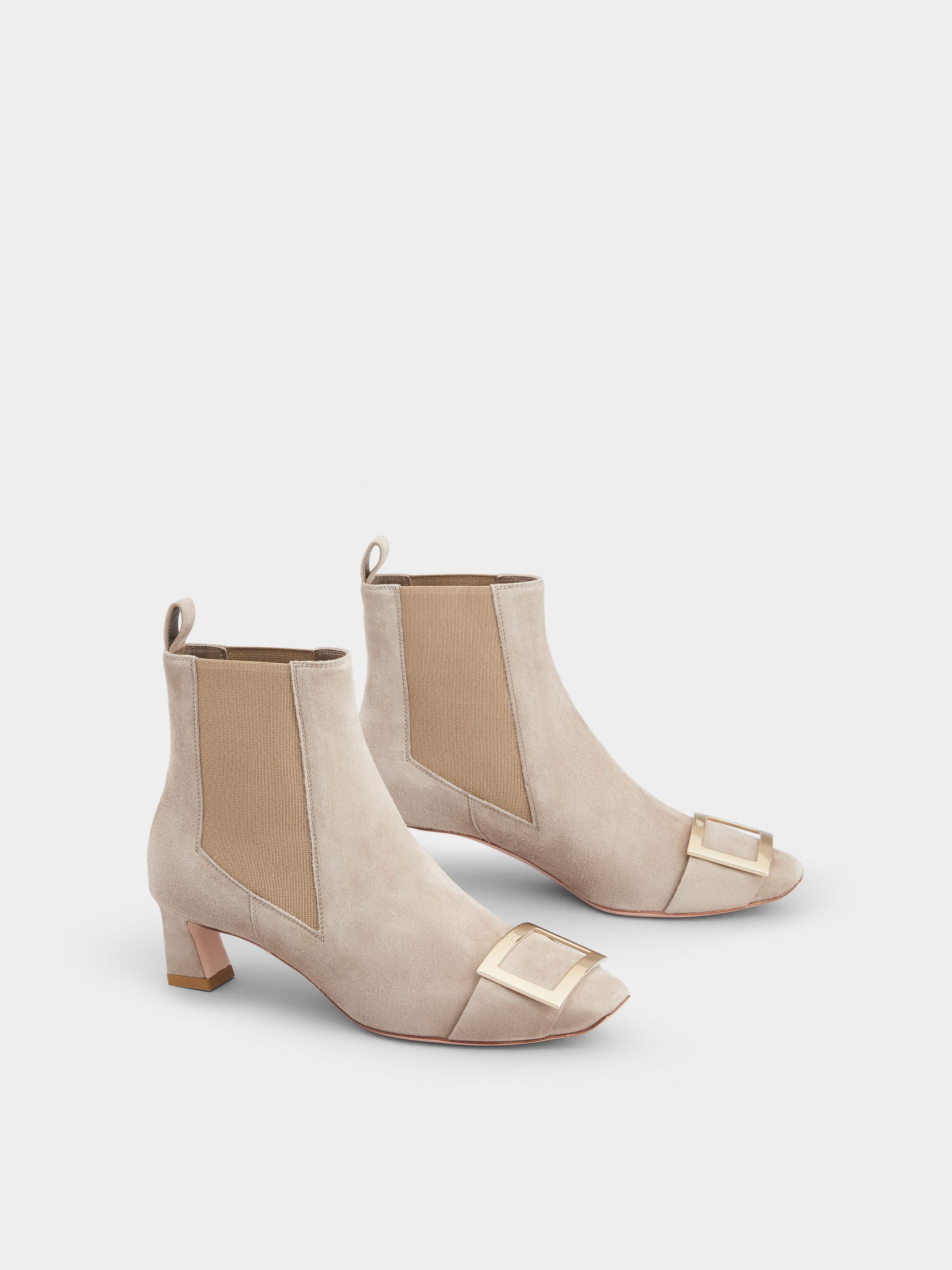 Trompette Metal Buckle Chelsea Booties in Suede - 2
