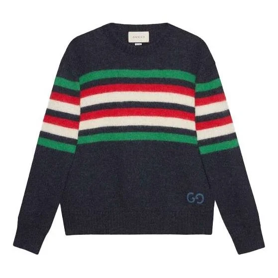 Striped wool alpaca sweater with GG - 1