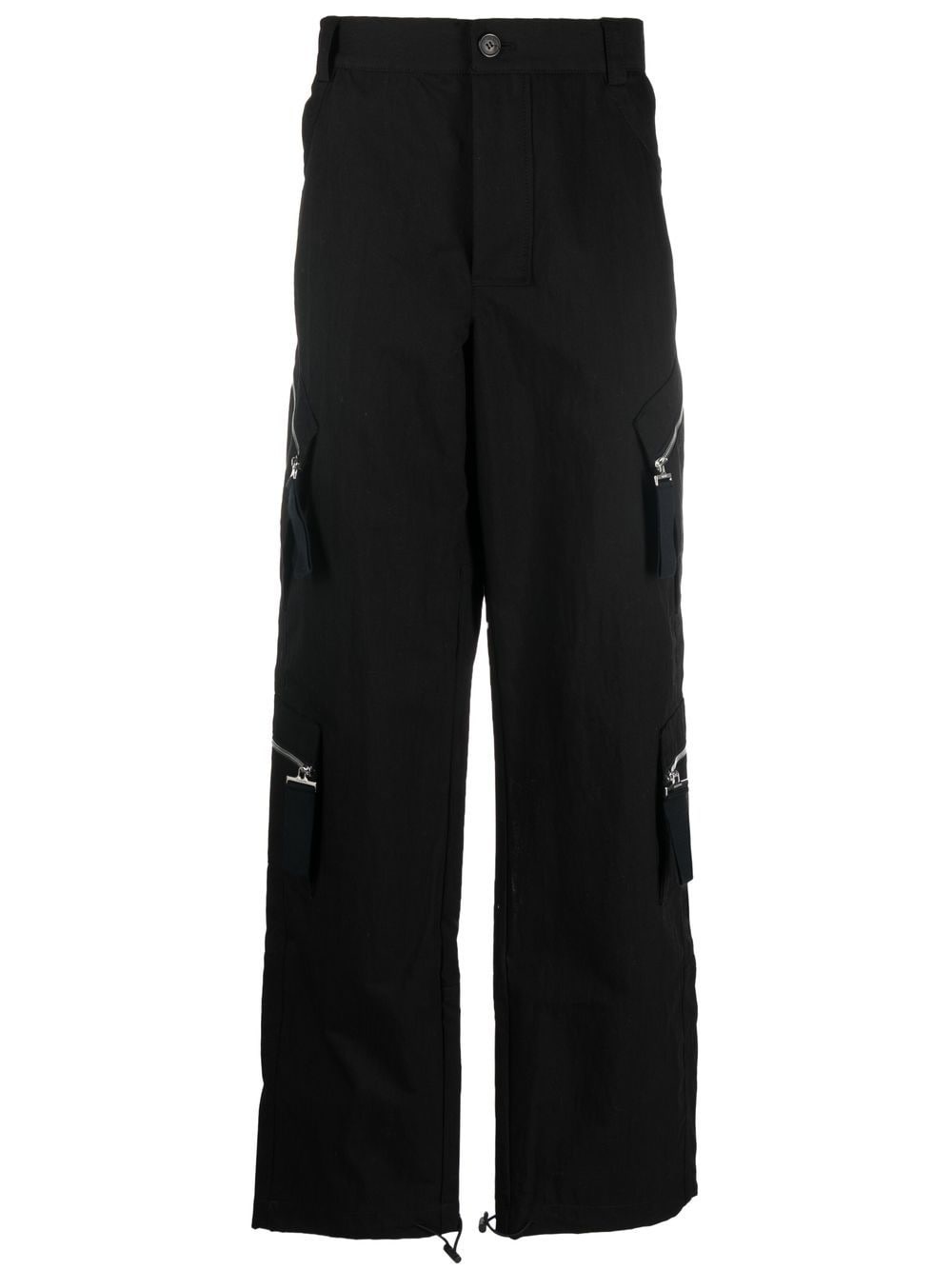 multiple-pocket straight-leg trousers - 1