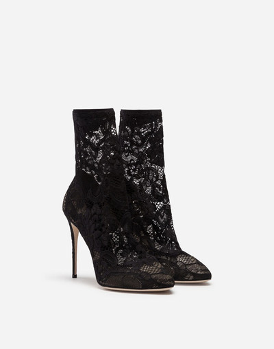 Dolce & Gabbana Stretch lace and gros grain booties outlook