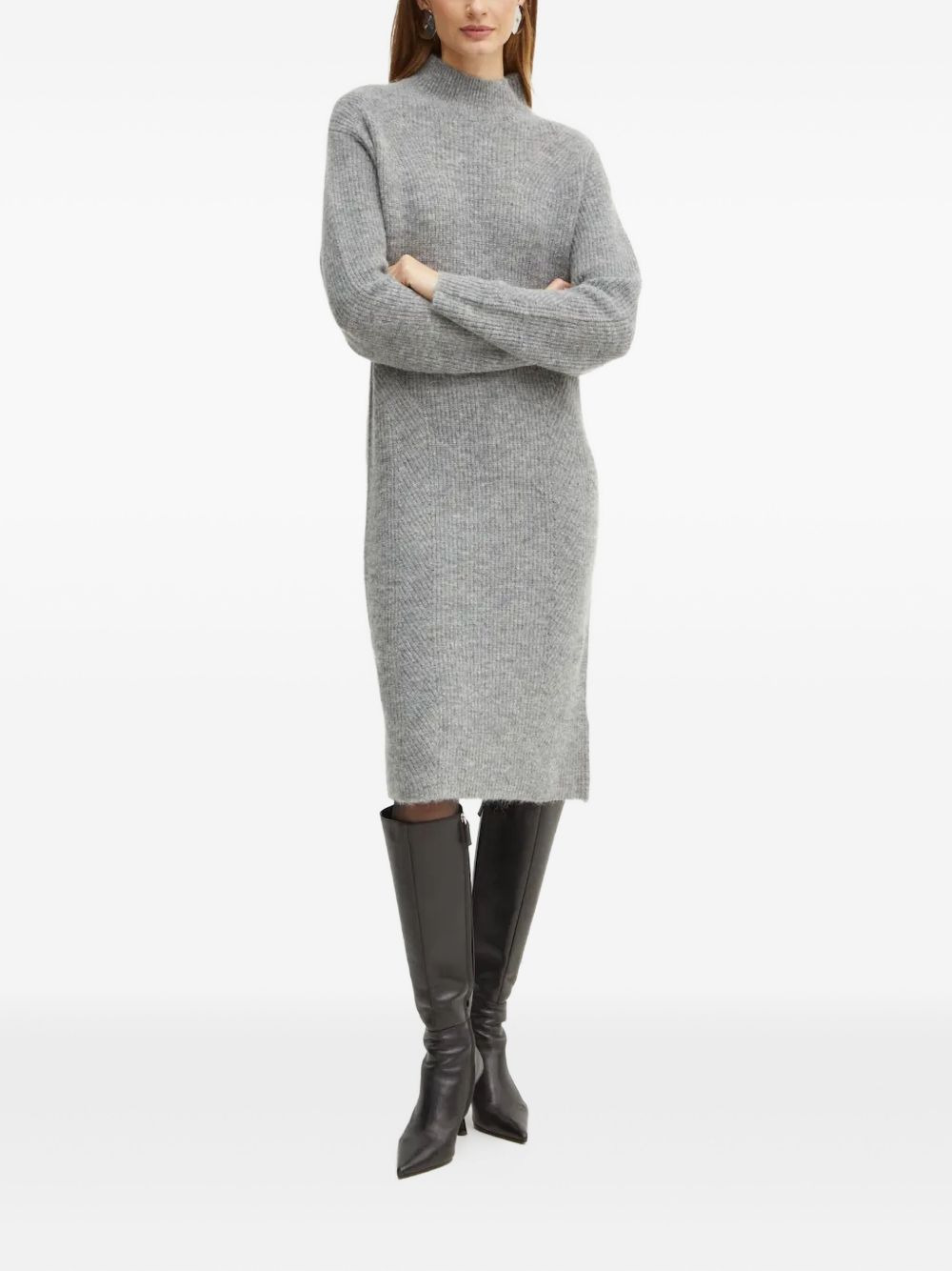 mock-neck knitted midi dress - 2