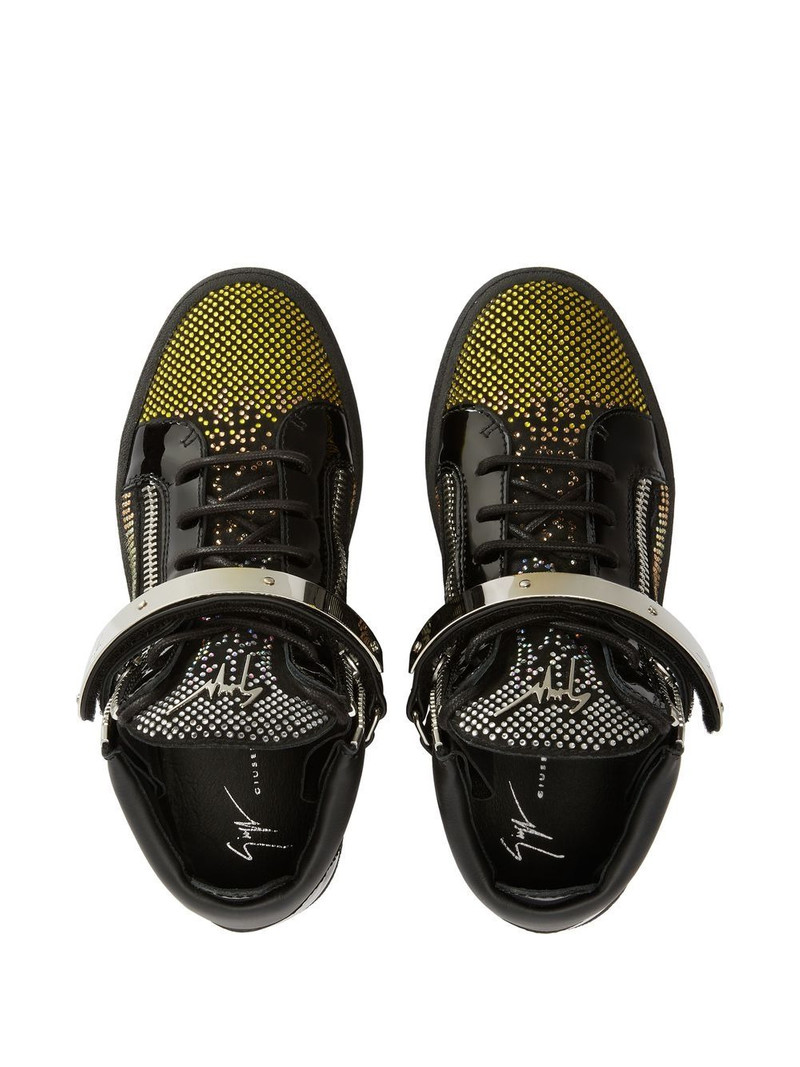 rhinestone-embellished mid-top trainers 4