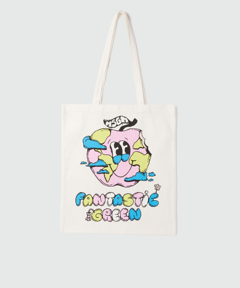 Organic cotton "Fantastic Green Burro Studio" beige tote bag 1