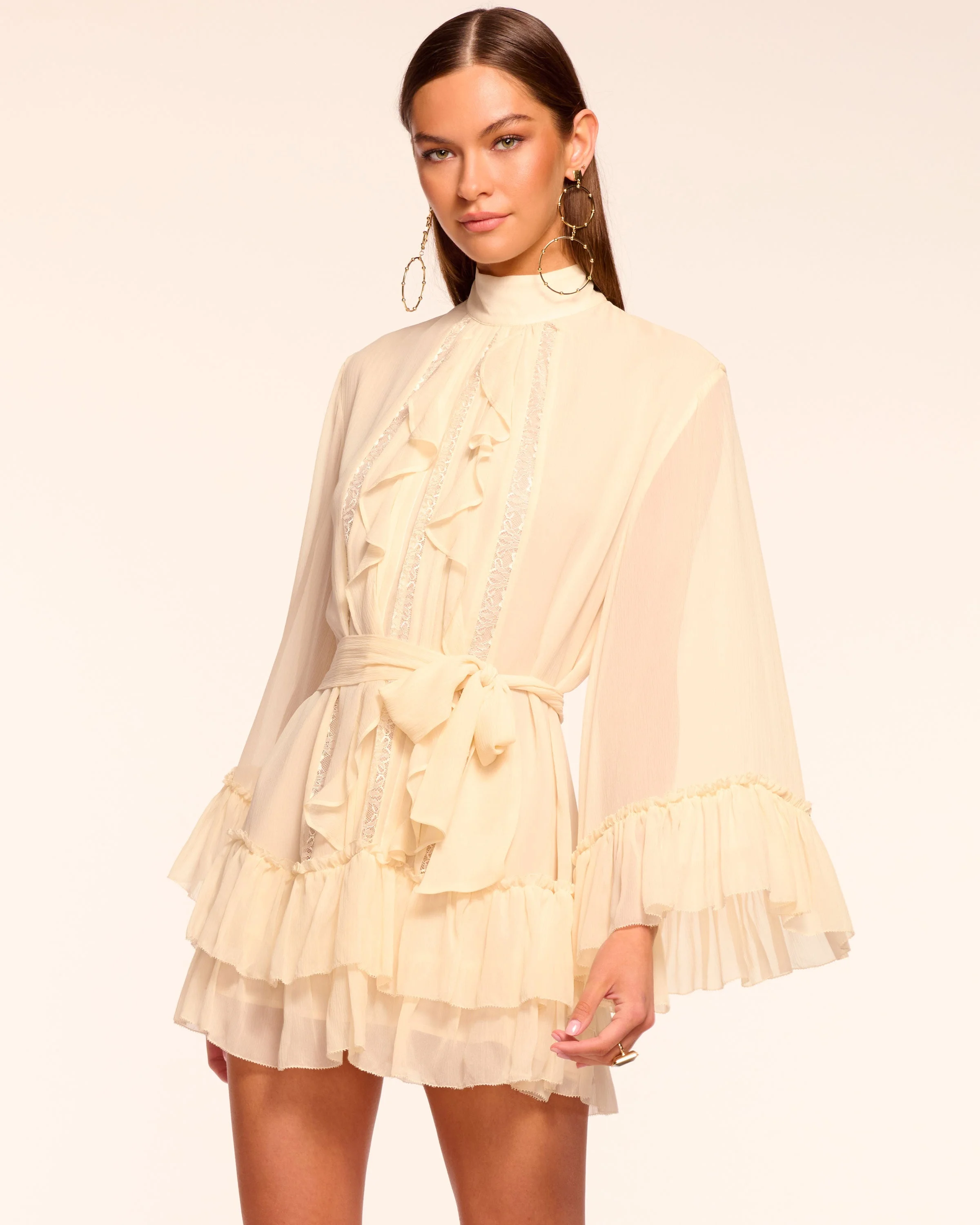 Claudia Silk Chiffon Ruffle Tiered Mini Dress - 1