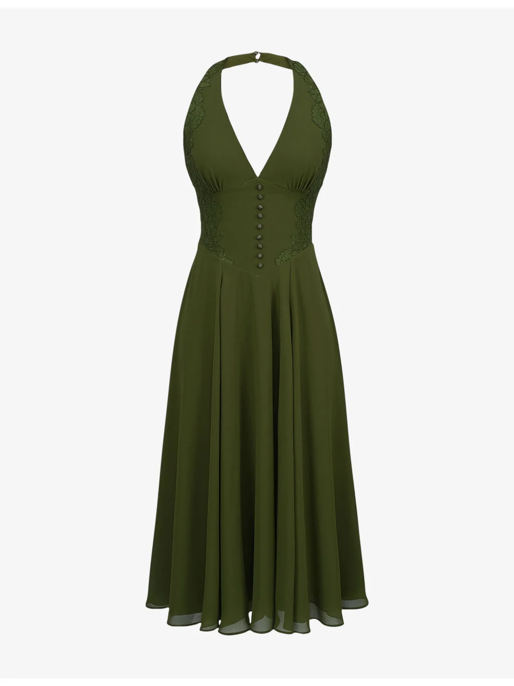 Coco Lace-Trim Georgette Midi Dress - 1