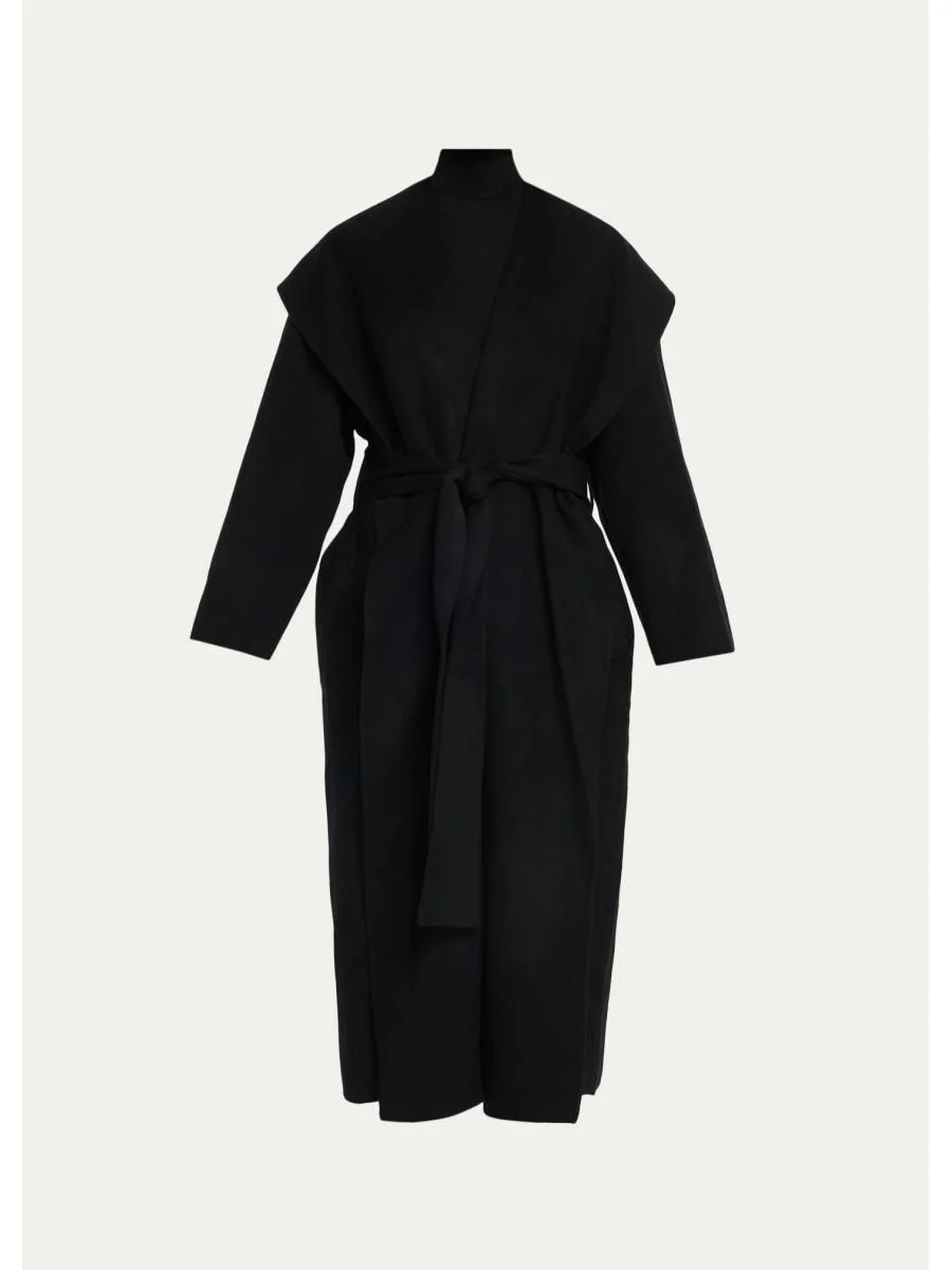 Hoodie Wool Belted Coat - 1