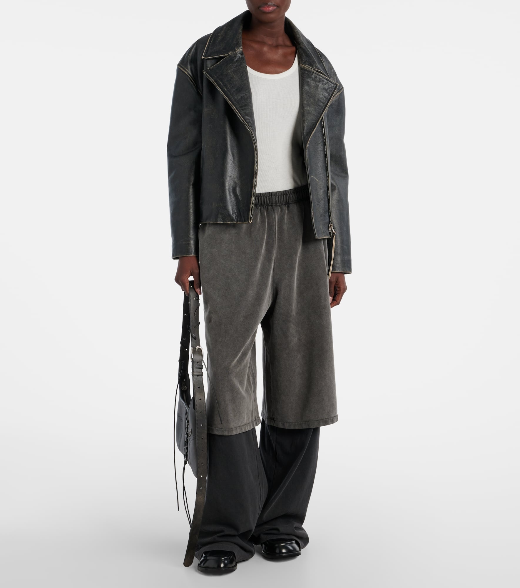 Layered cotton fleece sweatpants - 2