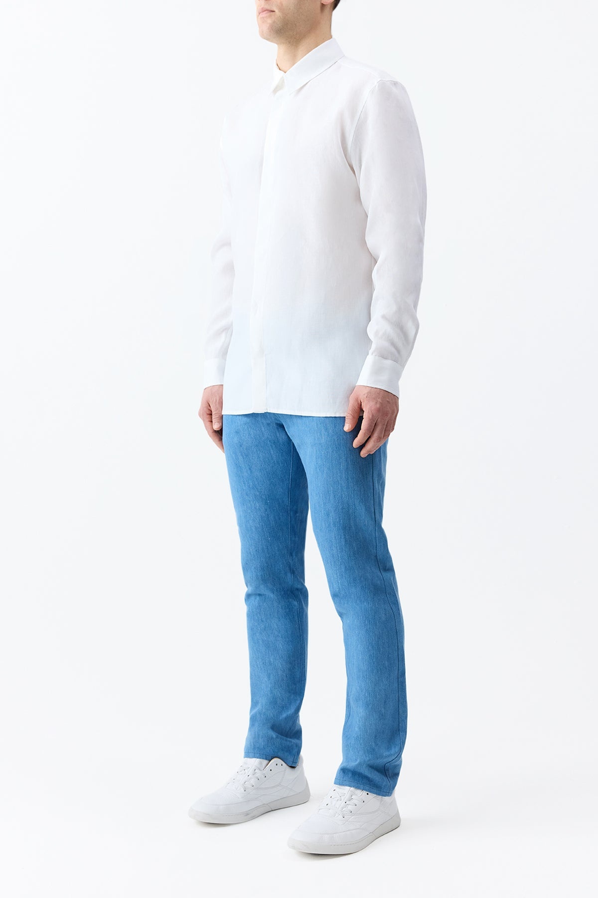 Nicolas Shirt in White Aloe Linen - 4