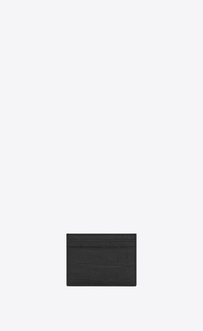 SAINT LAURENT monogram card case in crocodile embossed leather outlook