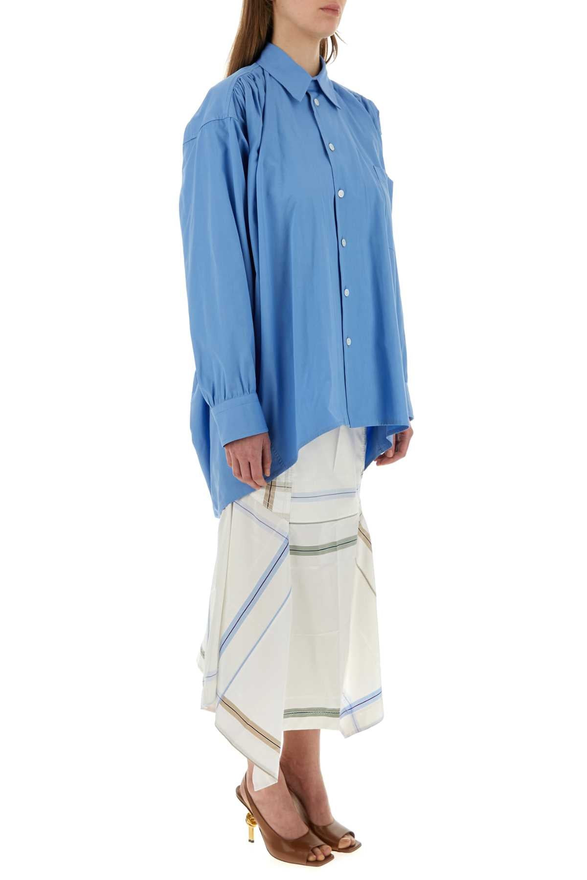Bottega Veneta Women Light Blue Cotton Blend Oversize Shirt - 3