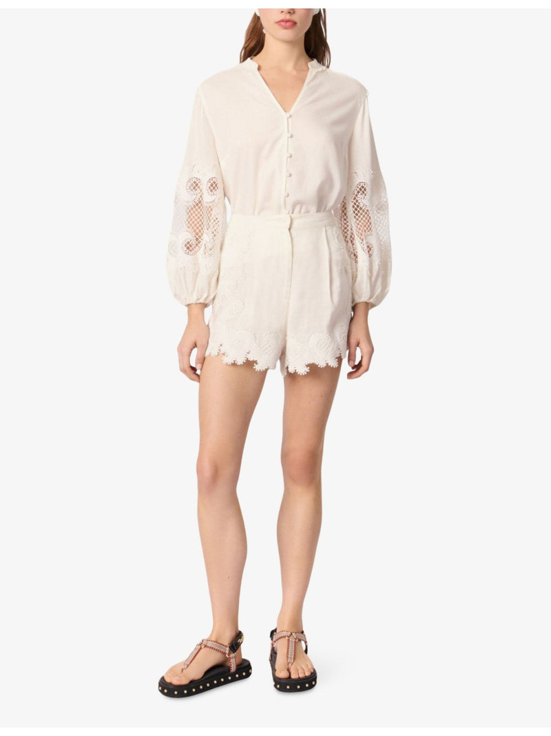 maje Embroidered-Trim Mid-Rise Woven Shorts outlook