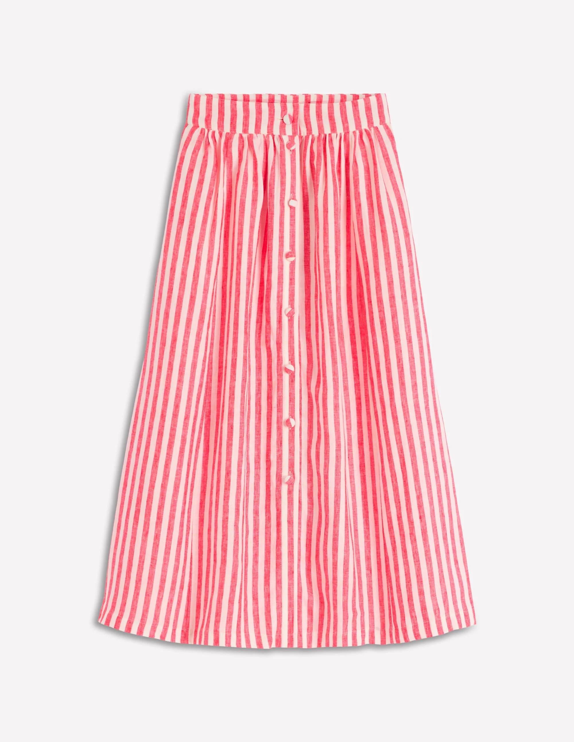 Emma Linen Maxi Skirt-Poppy Red and Ivory Stripe - 1