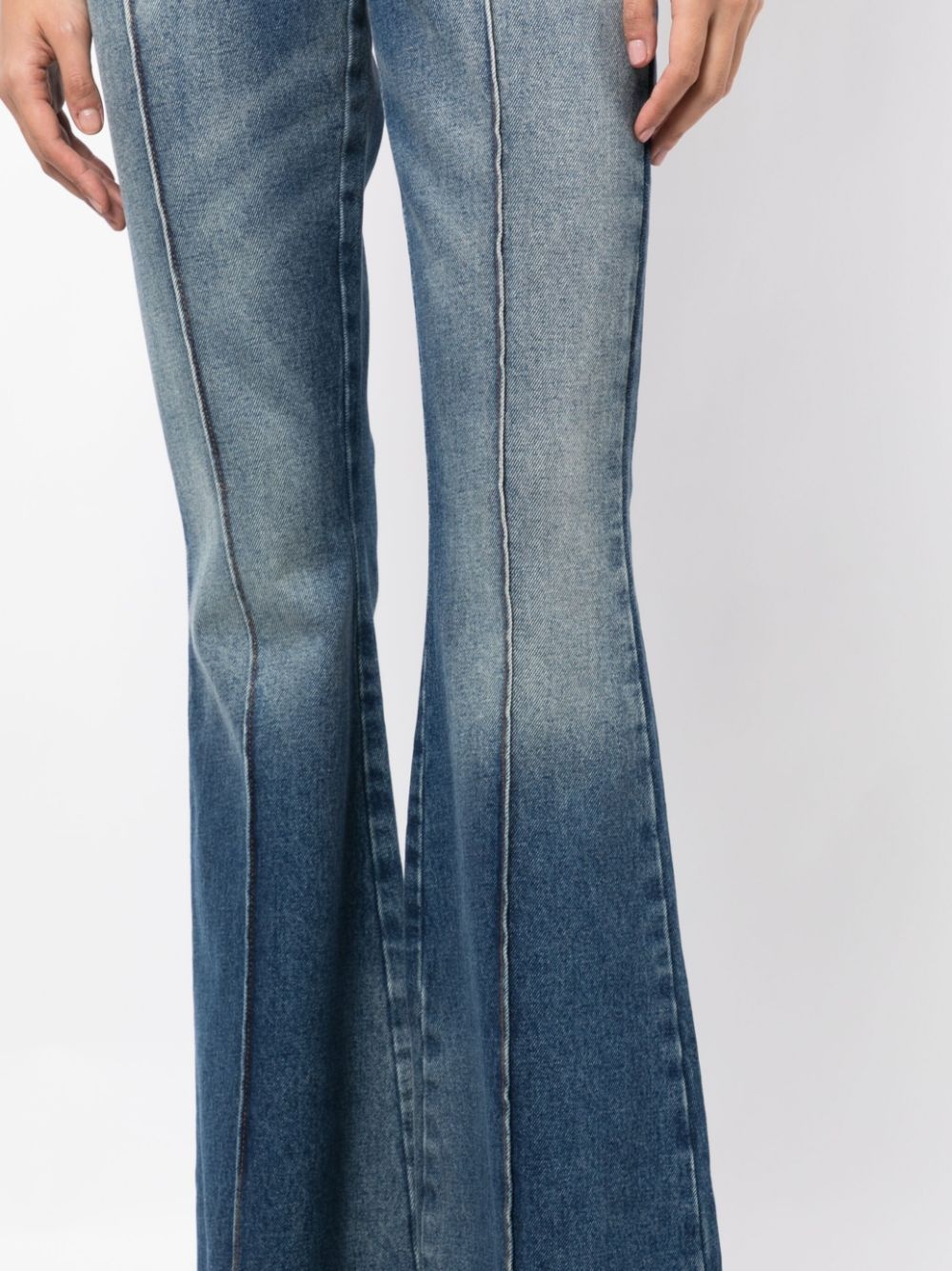 high-waisted cotton flared jeans - 5