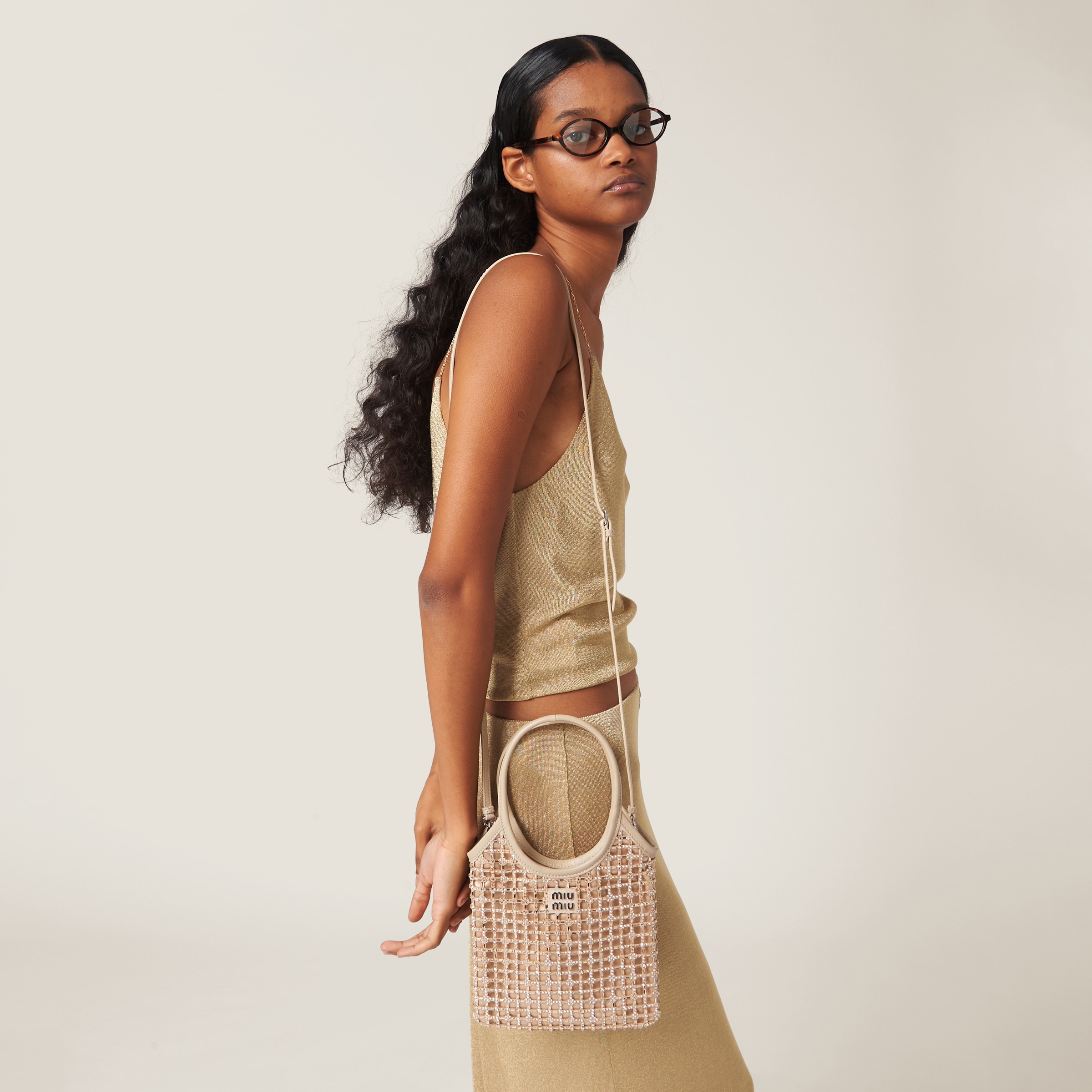 Miu Miu Satin handbag with synthetic crystals | REVERSIBLE 