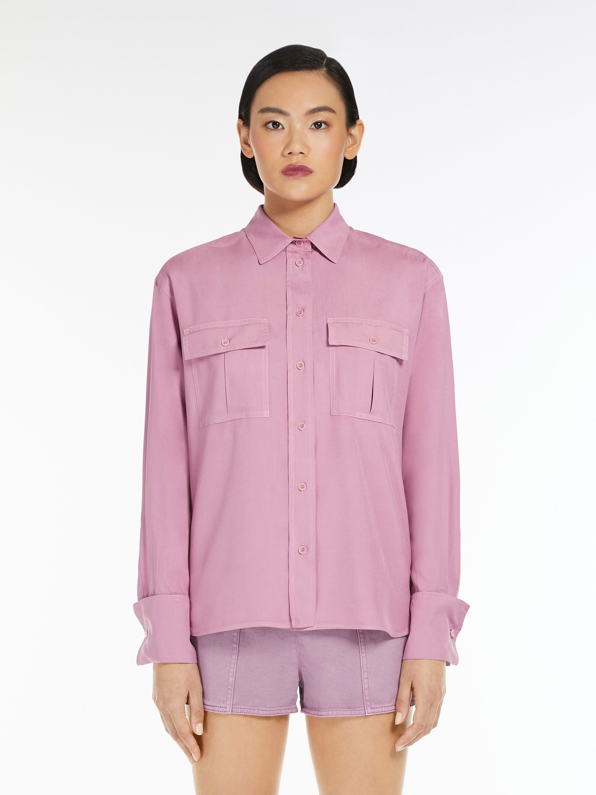 Tシャツ・カットソー Max Mara SS24 Pink silk Affetto shirt (2411111143600 005) Max Mara Pink Silk Affetto Shirt | italist | REVERSIBLE