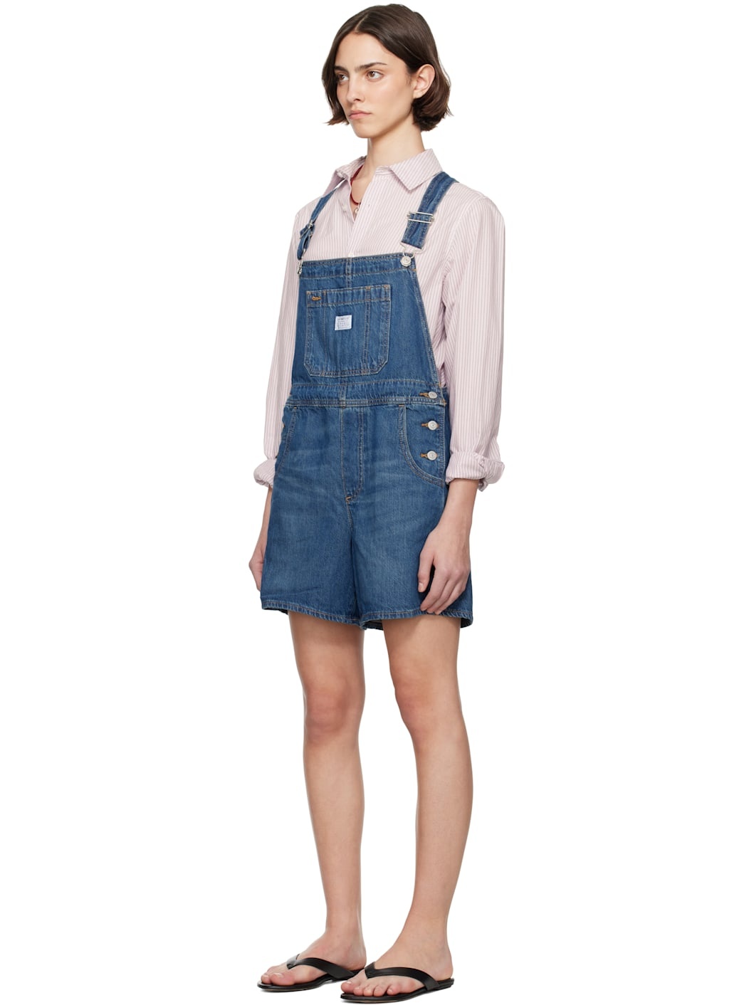 Blue Utility Shortall Denim Overalls - 4