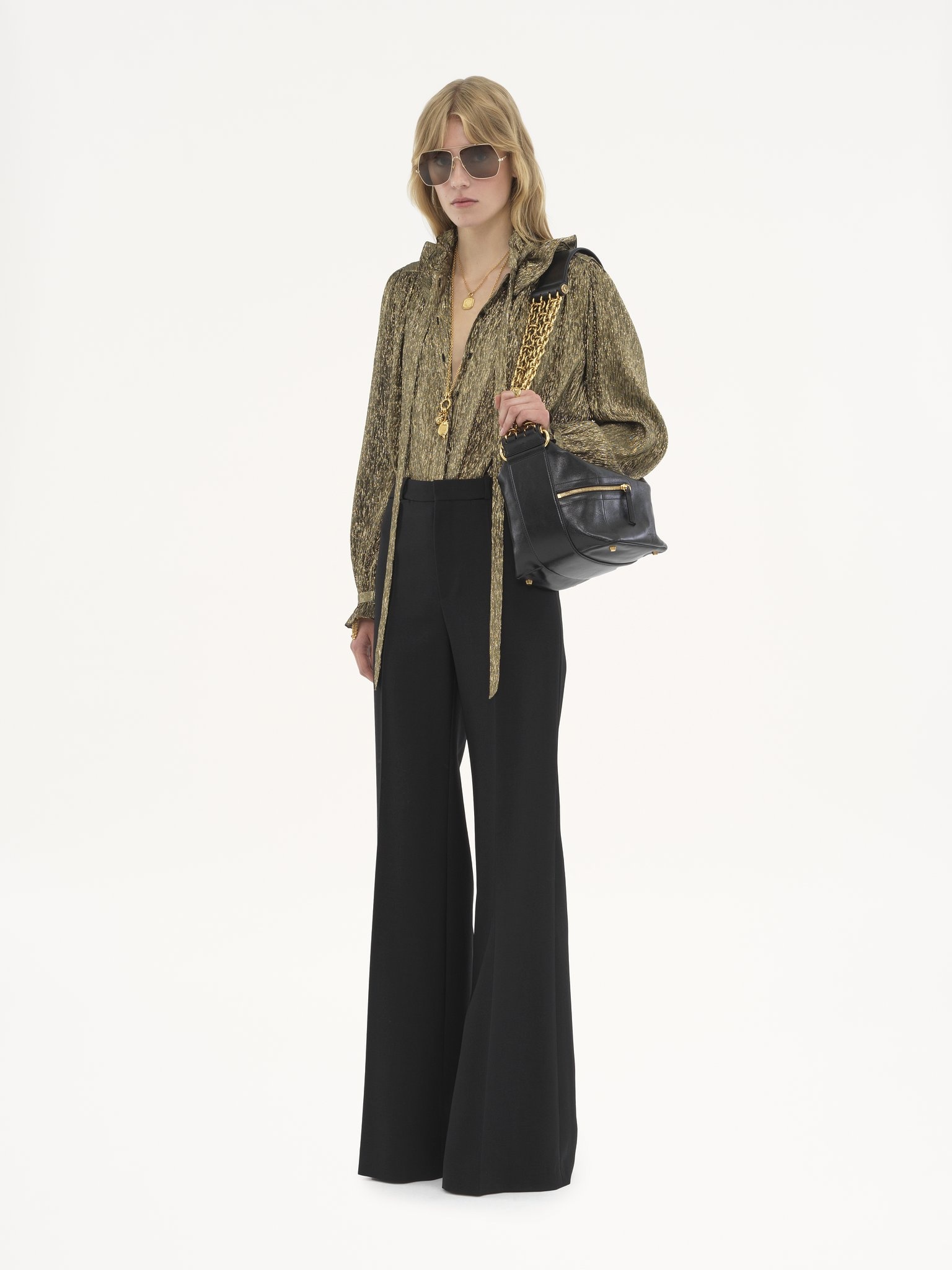 FLARED TAILORED PANTS IN WOOL GRAIN DE POUDRE - 3