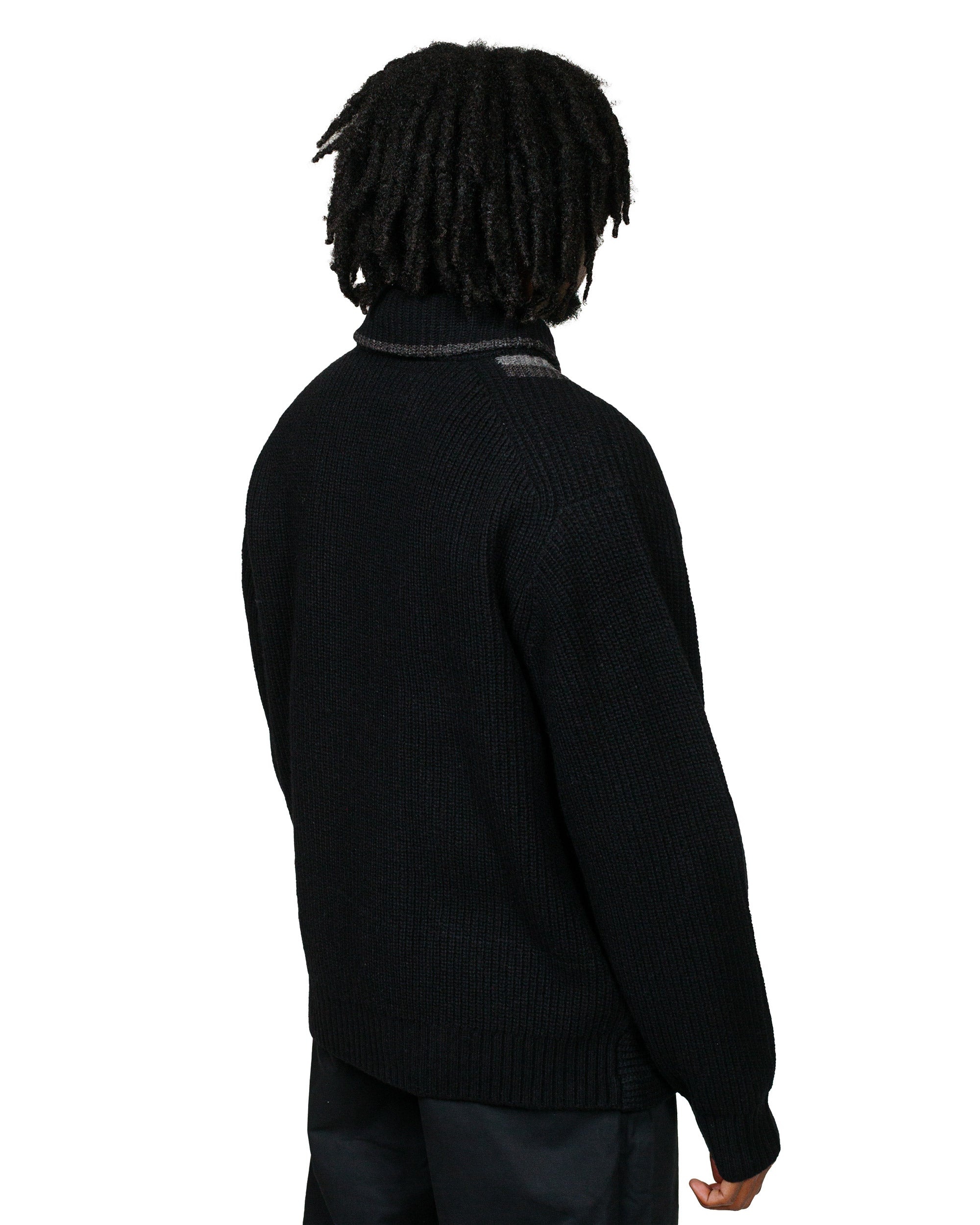 Full Zip Shawl Collar Knit Black - 3