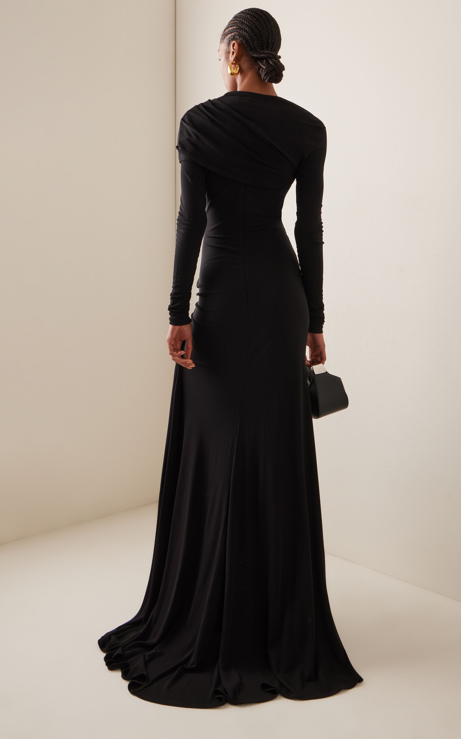 Draped Crepe Gown black - 4