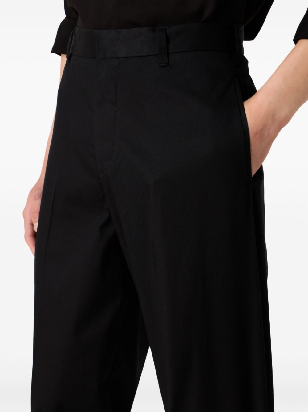 cotton-blend tapered trousers - 6