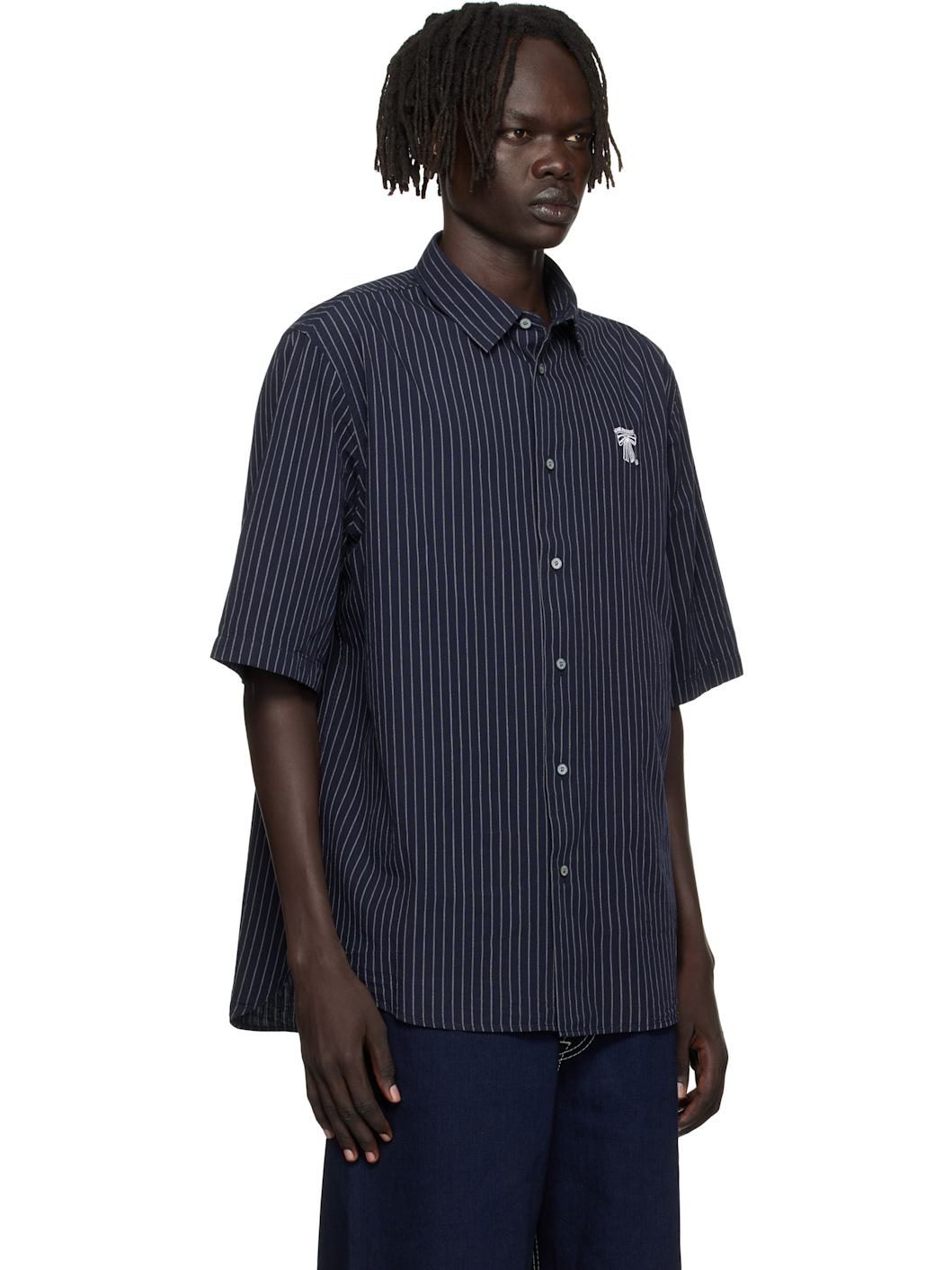 Navy Stripe Button-Up Shirt - 2