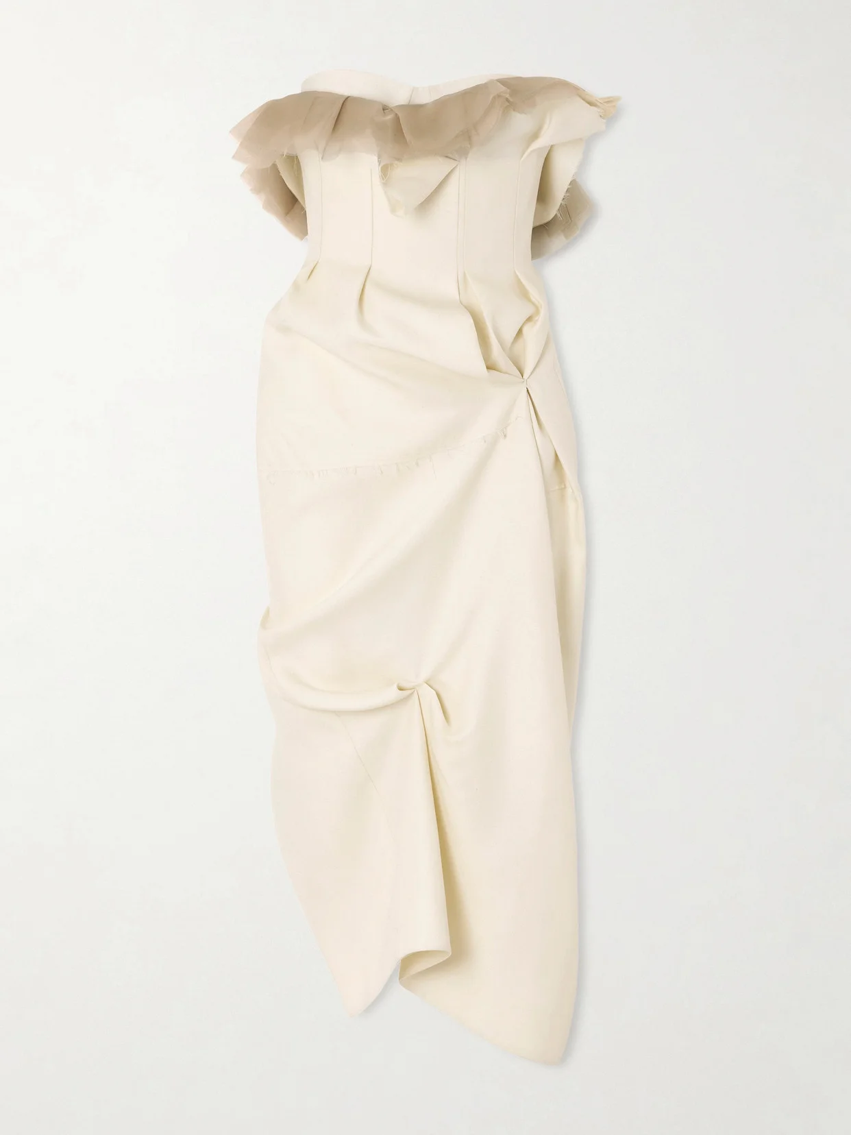 Salm Frayed Ruffled Wool And Silk-blend Cady Midi Dress - 1