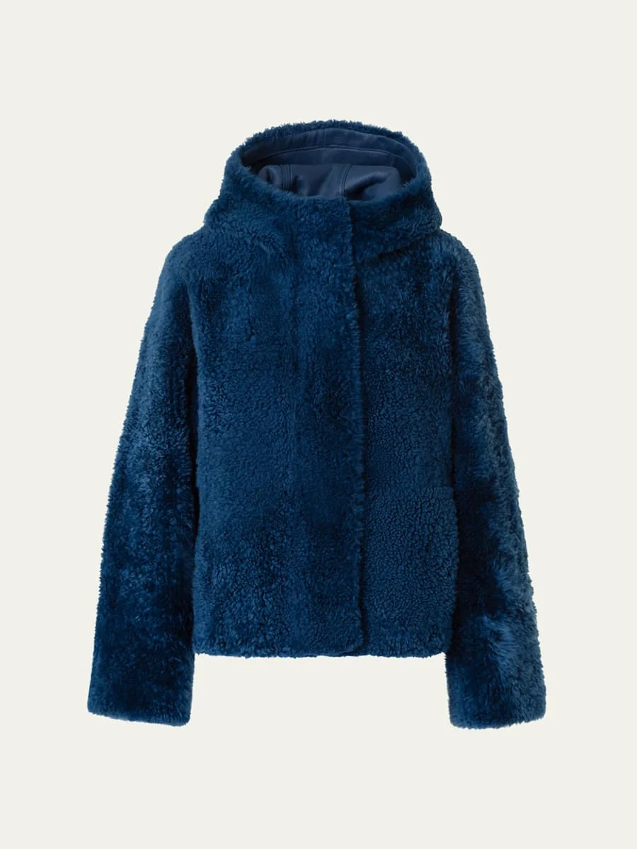 Gracie Lamb Shearling Hooded Jacket - 1