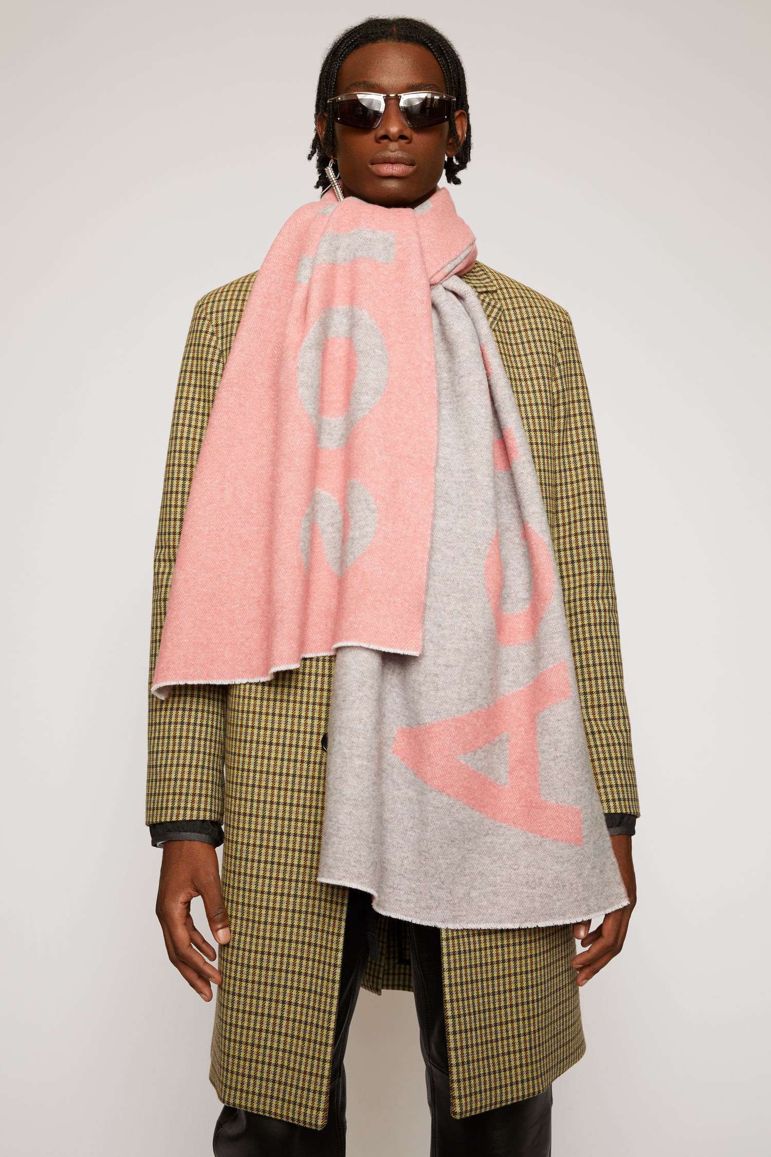 Logo-jacquard scarf grey/pink - 3