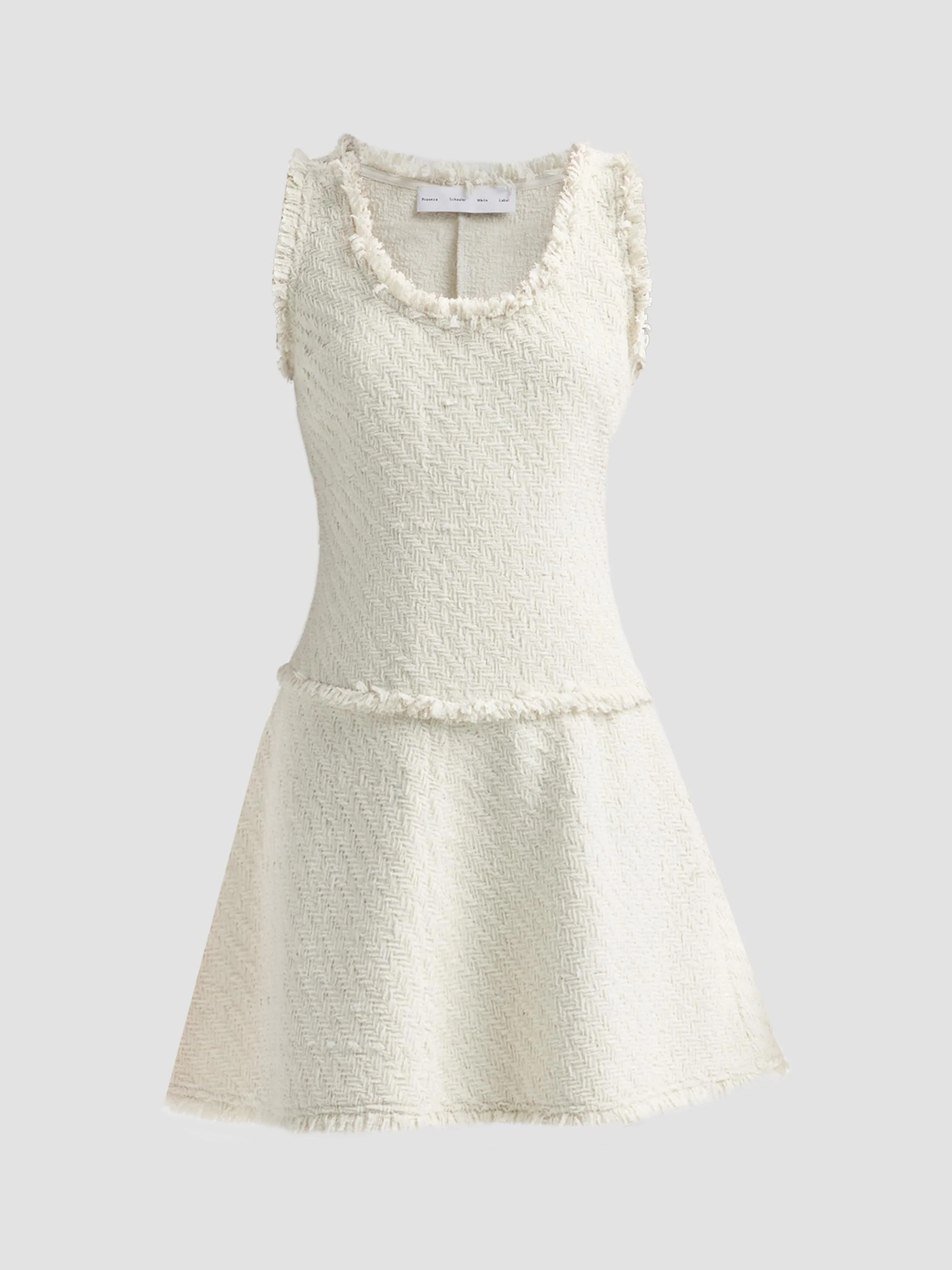 Women's Kaida Basketweave Tweed A-Line Mini Dress - White - 1