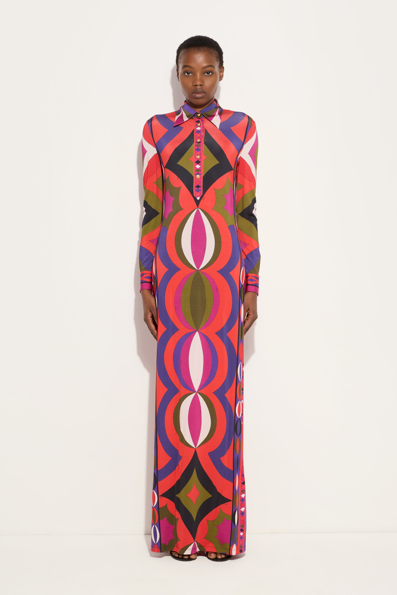 PUCCI COLLANE PRINT JERSEY SATIN DRESS outlook
