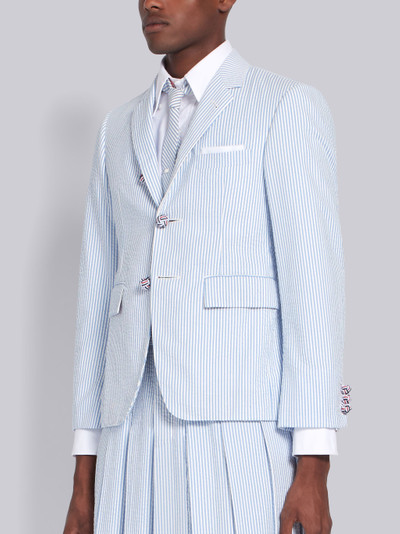 Thom Browne Blue Seersucker Stripe Classic Sport Coat outlook