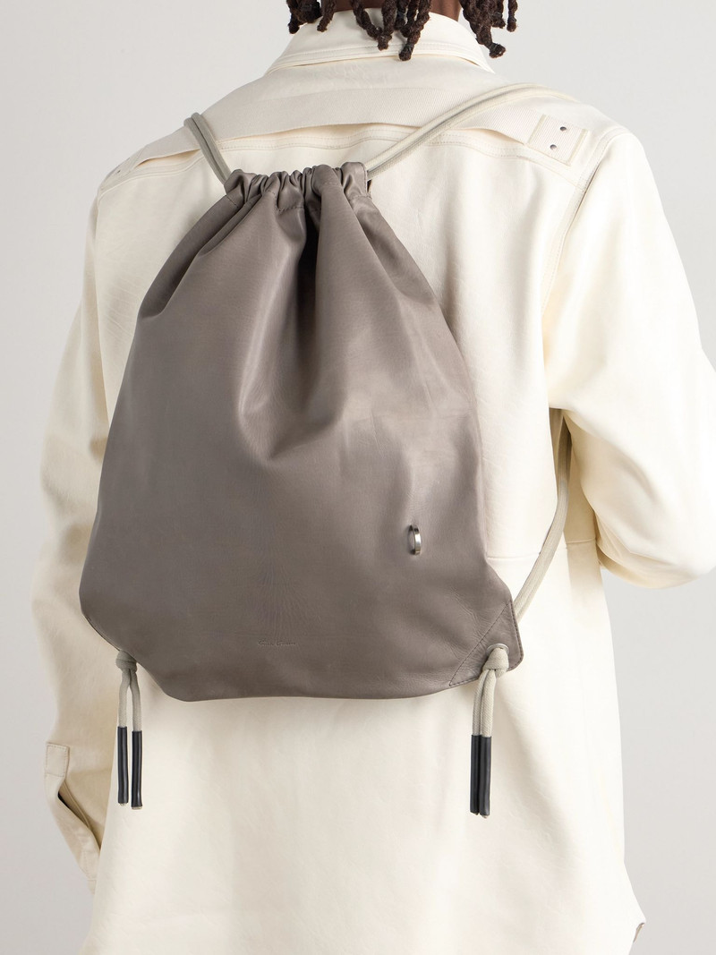 Rick Owens Embellished Leather Drawstring Backpack Brown outlook