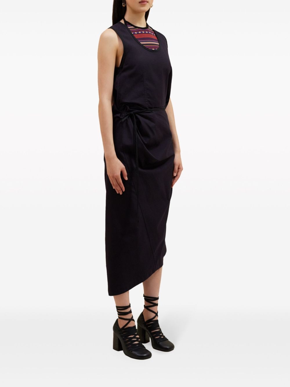 sleeveless cotton wrap dress - 3