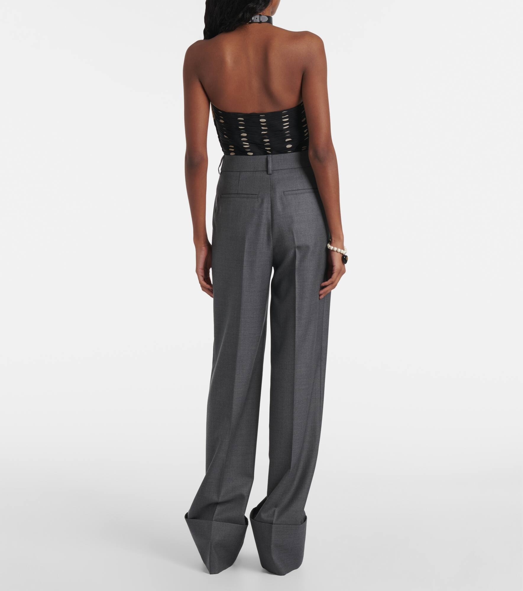 High-rise wool straight pants - 3