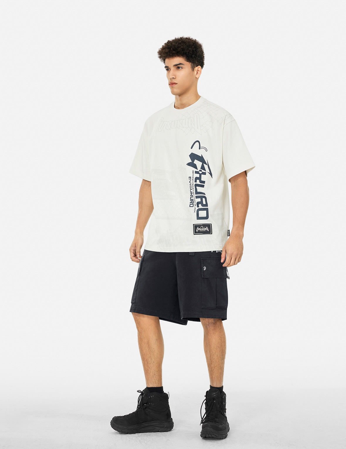 Pigment Dye Wash Seagull Embroidery Relax Fit Shorts - 3