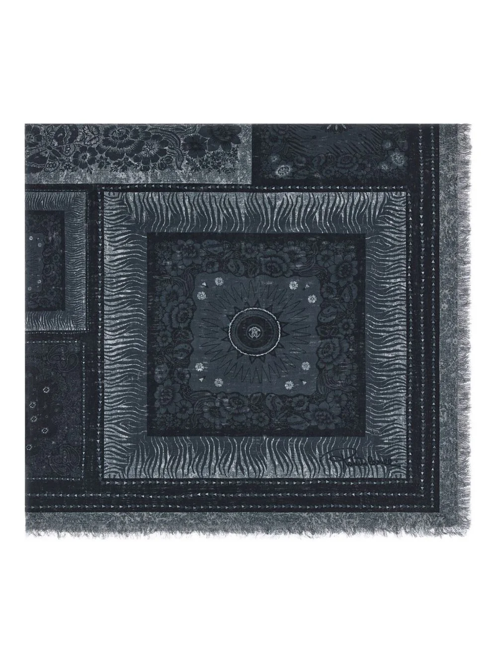 zebra-pattern logo-detail shawl - 1