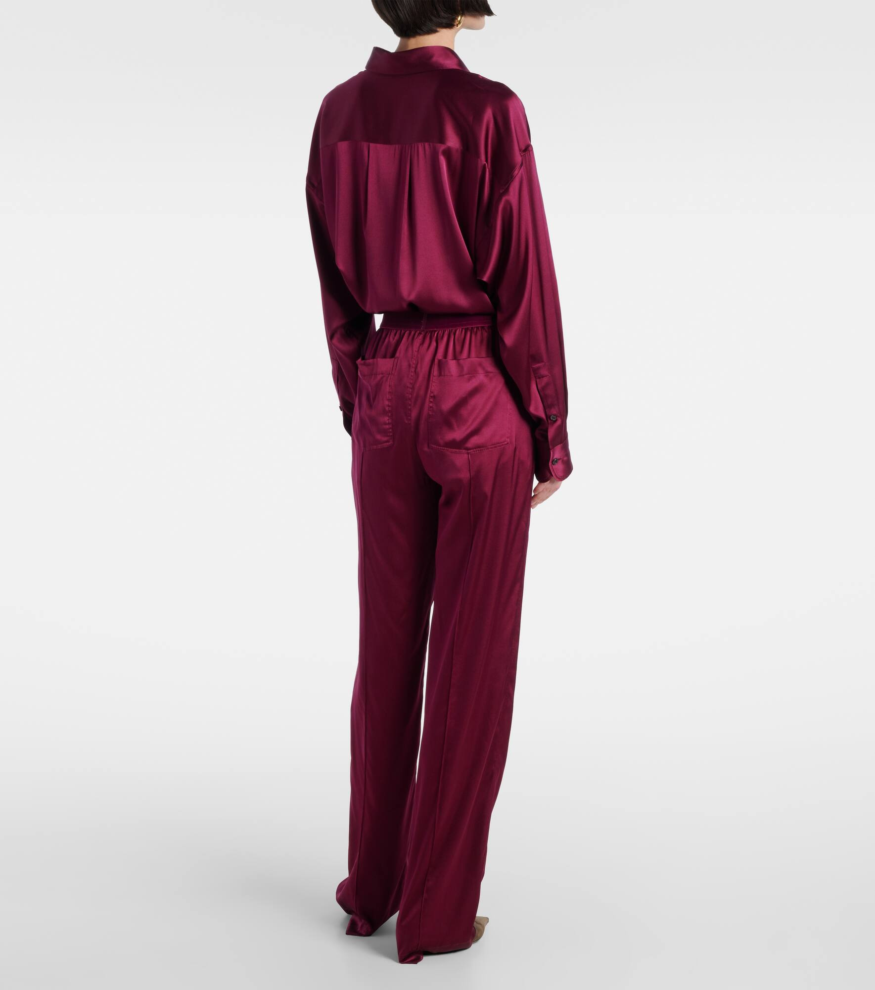 Silk-blend satin wide-leg pants - 3