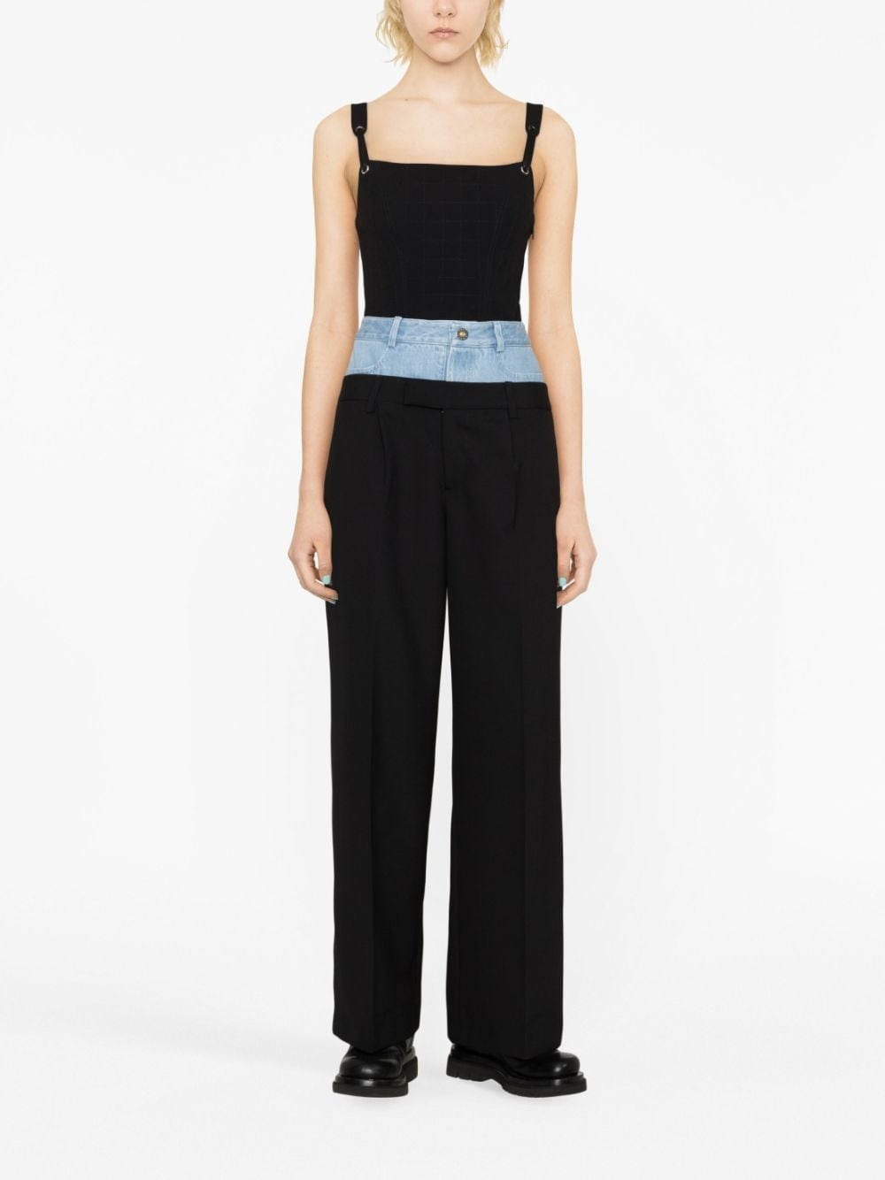 panelled straight-leg wool trousers - 2