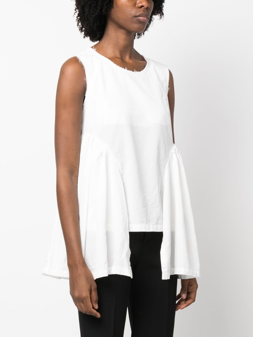 drape-detail frayed tank top - 3