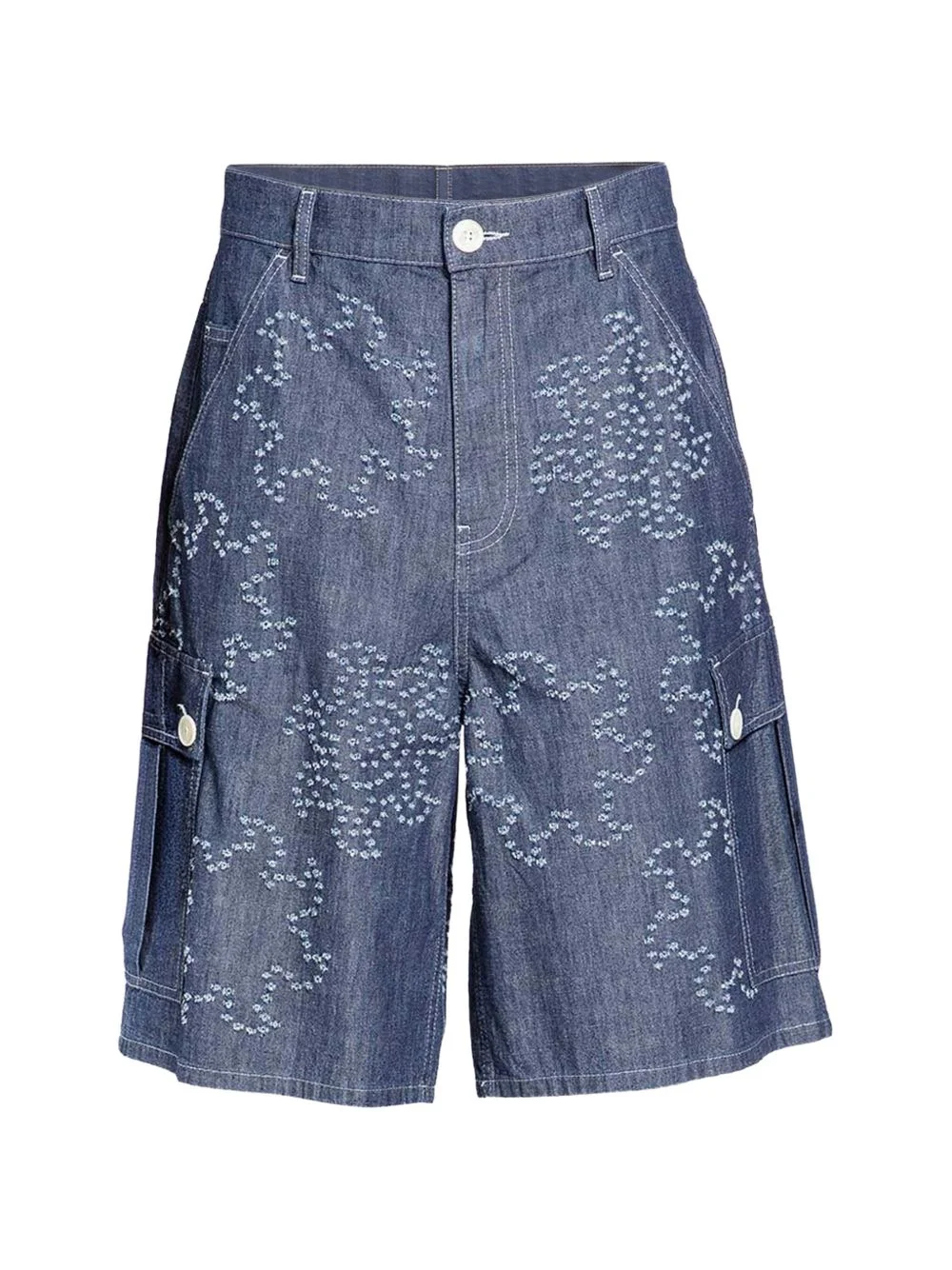 embroidered denim shorts - 1